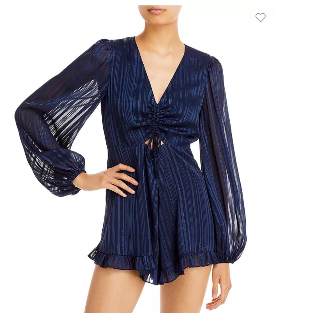 AQUA Metallic Stripe Romper